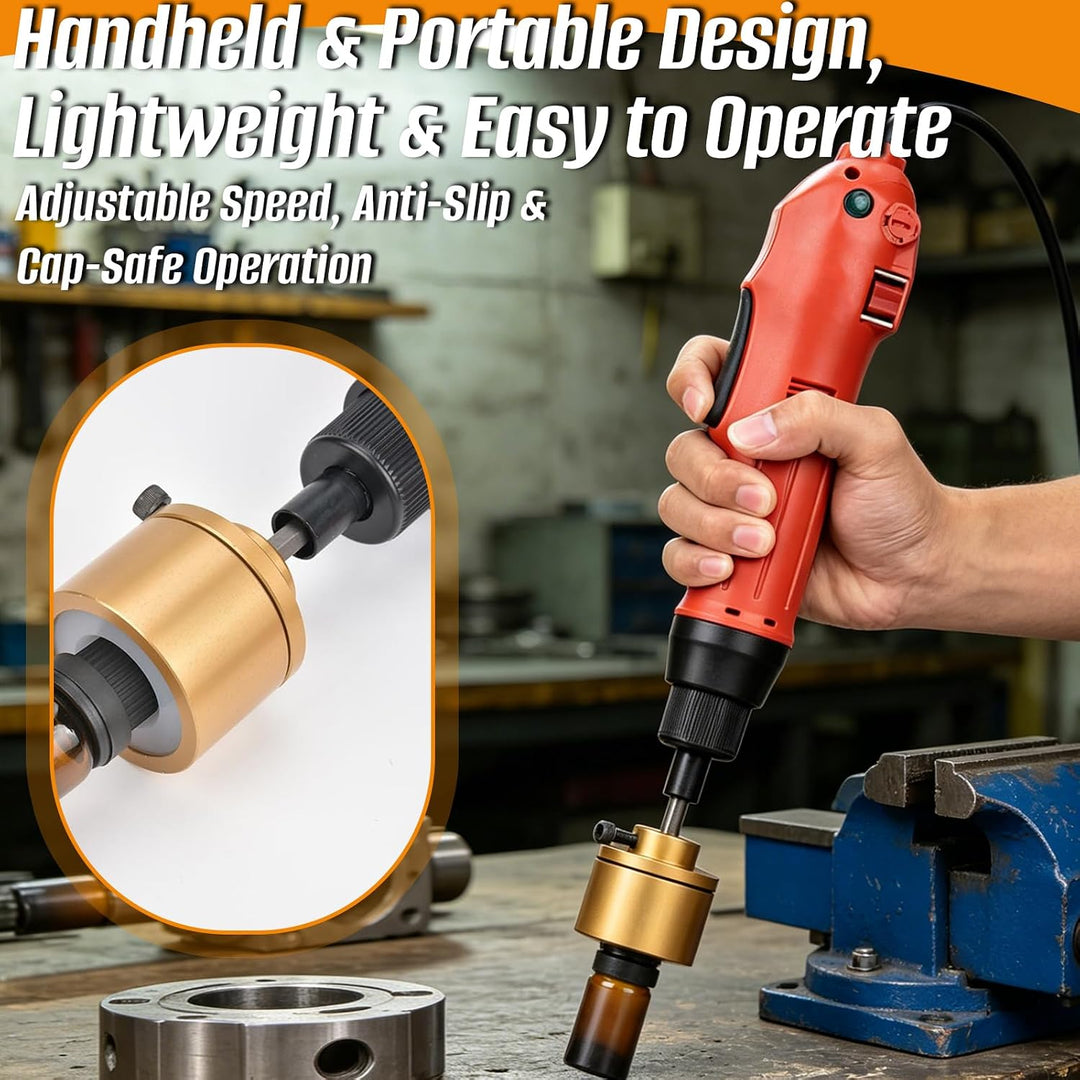 Flaschenverschliesser Elektrisch, Verschliessmaschine Handgerät mit Ergonomie Griff für 10–50 mm Kap