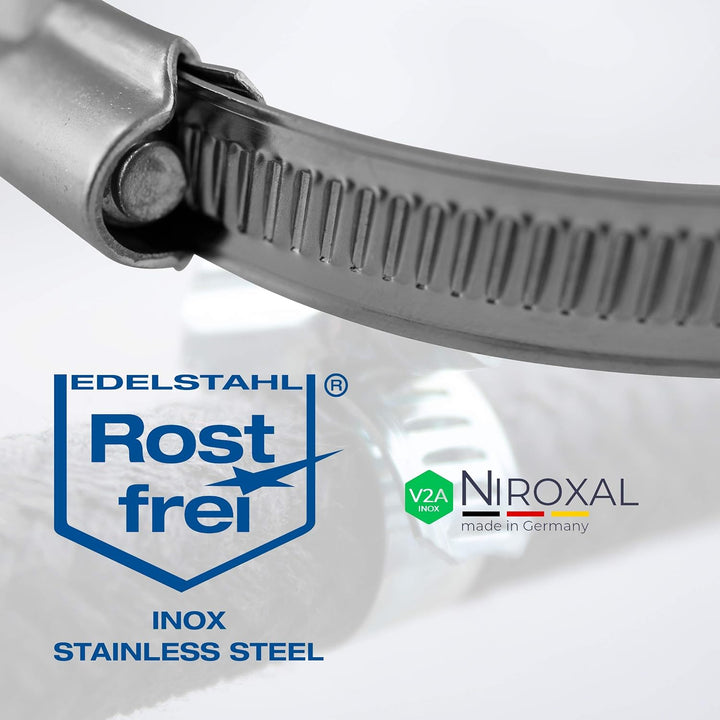 50 Stück rostfreie Schlauchschelle aus Edelstahl W4 V2A | Spannbereich Ø 40-60 mm = 4-6 cm | Bandbre