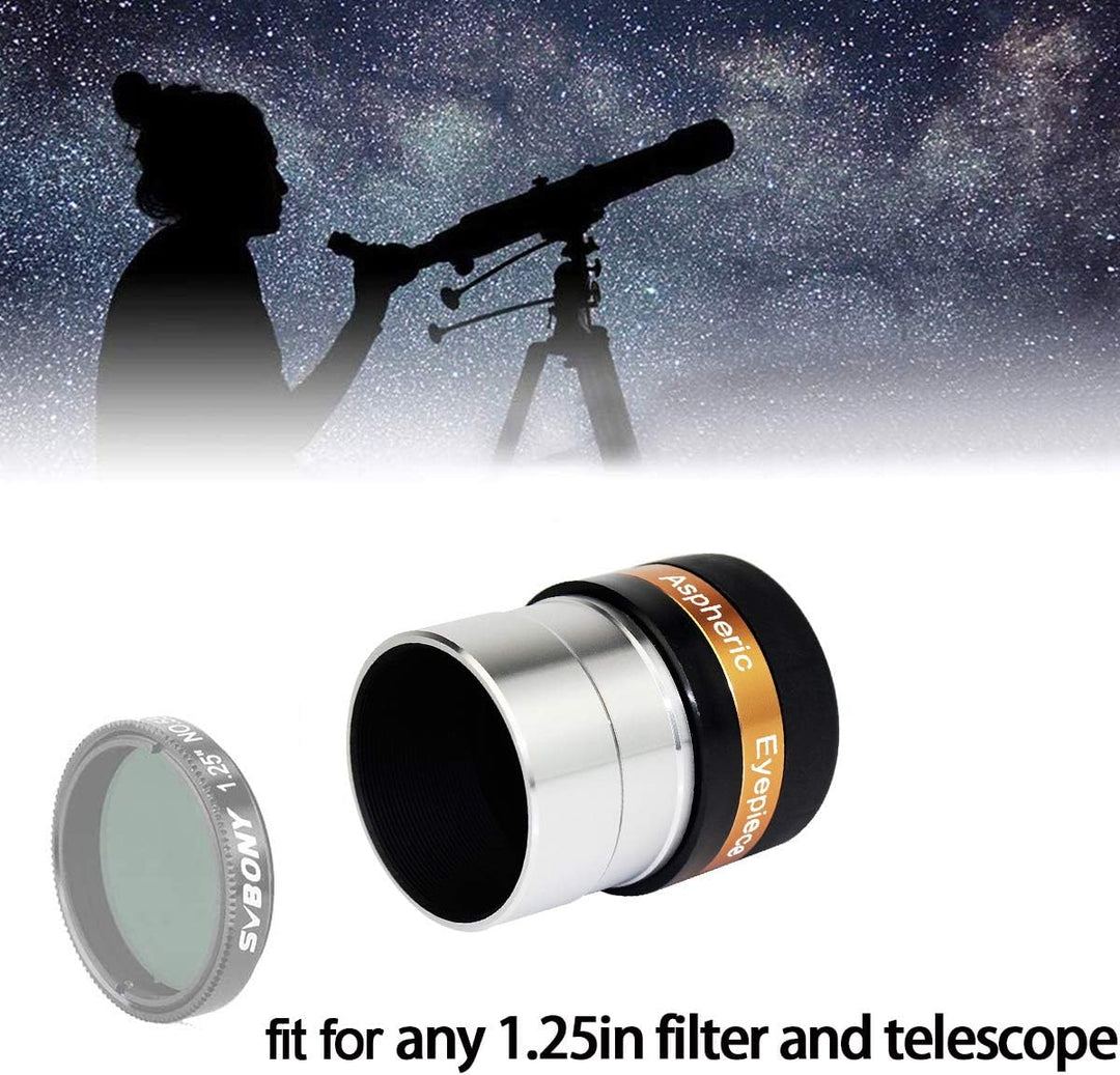 Svbony Teleskop Okular 1,25”, 10mm Planeten Okular 62 ° Weitwinkel Asphärisches Linse, Hohe Bildschä