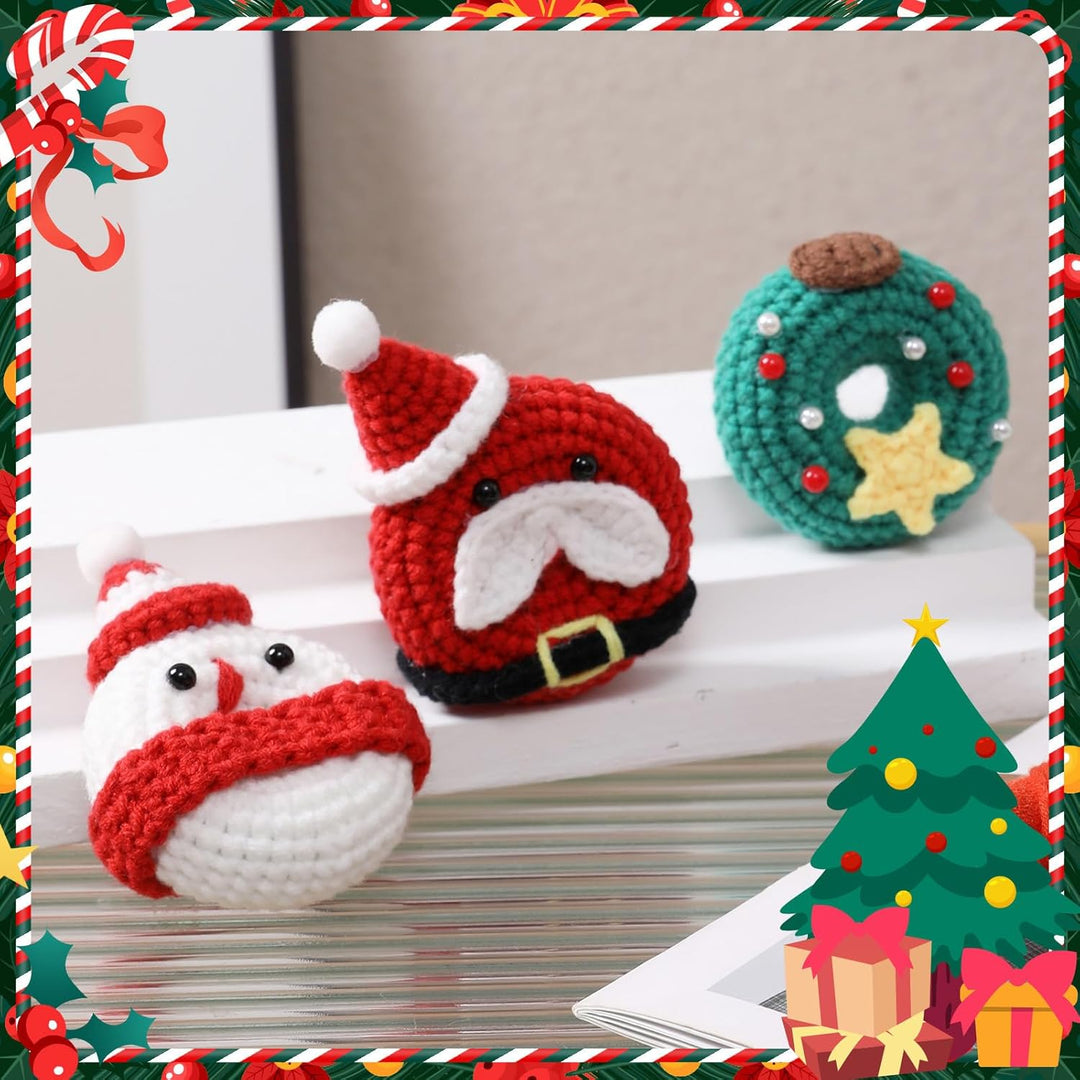 VolksRose Weihnachts-Häkelsets für Anfänger und Erwachsene, Häkel Strickset mit Haken, Garn, DIY-Häk