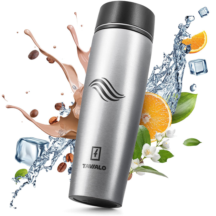 Thermobecher, Reisebecher, 460ml, Farbe Metallic Silber, Isolierbecher aus INOX Edelstahl, auslaufsi