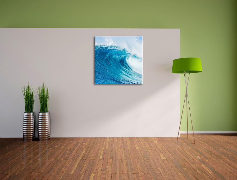 Atemberaubende Welle, Format: 70x70 auf Leinwand, XXL riesige Bilder fertig gerahmt mit Keilrahmen,