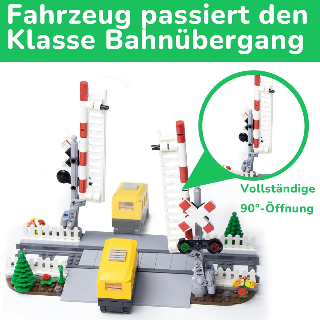 City Schienen Bahnübergang mit Geländer & 2 Gleisen - Eisenbahnkreuzung für Eisenbahn | Zug Schienen