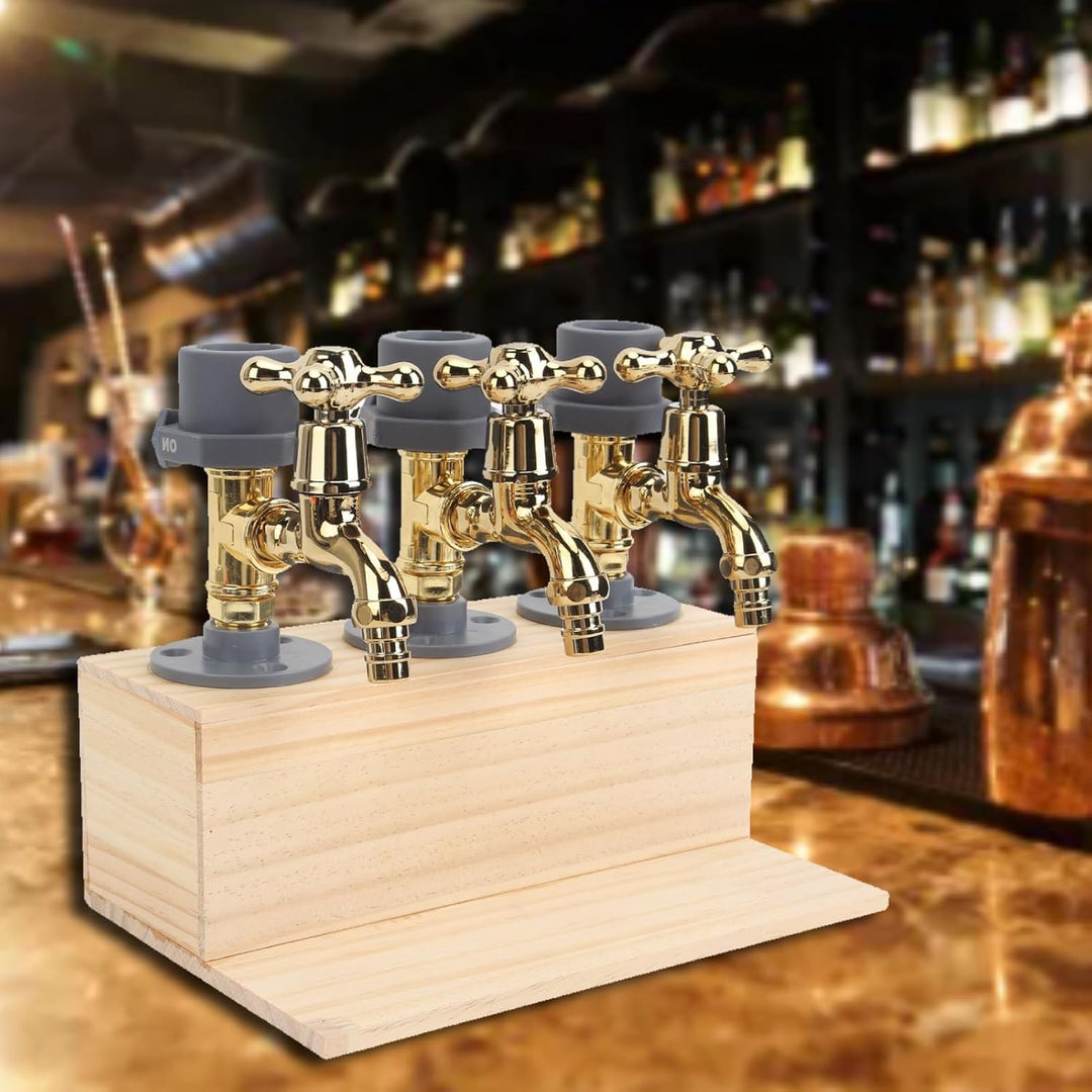 Holzspeicherspender, 3 Plätze Flaschen Whisky -Spender Wasserhahn Formlegierbar Zubehör Getränke -Se