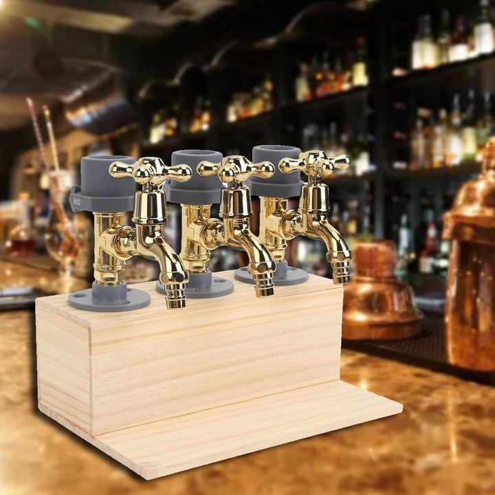 Holzspeicherspender, 3 Plätze Flaschen Whisky -Spender Wasserhahn Formlegierbar Zubehör Getränke -Se