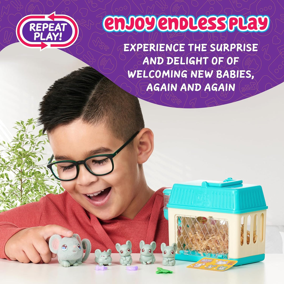 Little Live Pets Mama Surprise Mini Maus-Spielset: Lil‘ Mouse; die Mäuse-Mama bekommt 2,3 oder 4 Bab