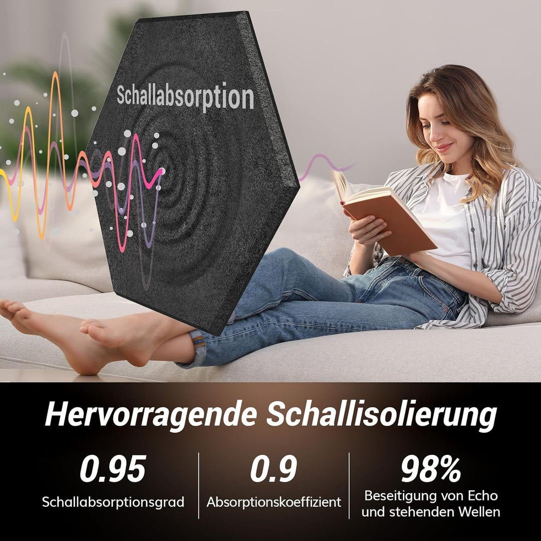 Hexagon Akustikpaneele selbstklebend 18 Stücke,TONOR 30x26x0,9cm Schallschutz Schalldämmung Schallsc