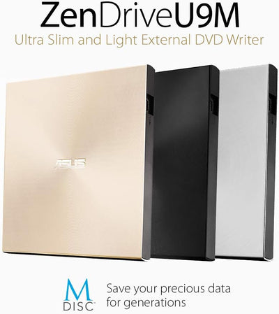 Asus ZenDrive U9M externer DVD-Brenner (für Apple MacBook & Windows PCs/Notebooks, inkl. USB-C Kabel