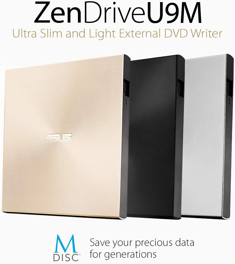 Asus ZenDrive U9M externer DVD-Brenner (für Apple MacBook & Windows PCs/Notebooks, inkl. USB-C Kabel