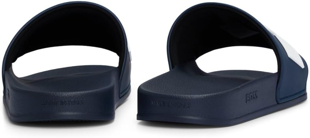 BOSS Herren Kirk Slid In Italien gefertigte Slides mit erhabenem Logo Grösse, Dark Blue 405