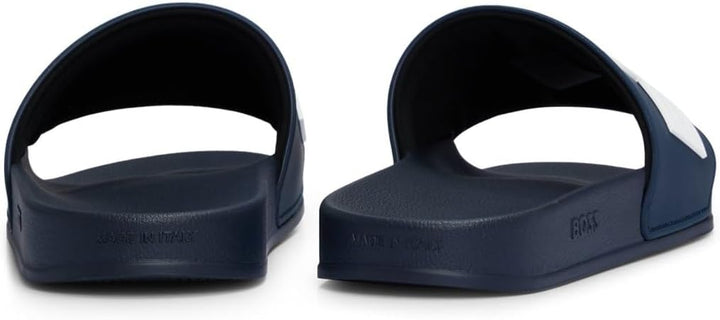 BOSS Herren Kirk Slid In Italien gefertigte Slides mit erhabenem Logo Grösse, Dark Blue 405