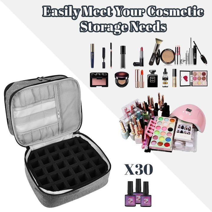 Nagellack Aufbewahrung Tasche Doppelschicht Nagellack Tasche Wasserdicht Nagellack Organizer Grau Ny