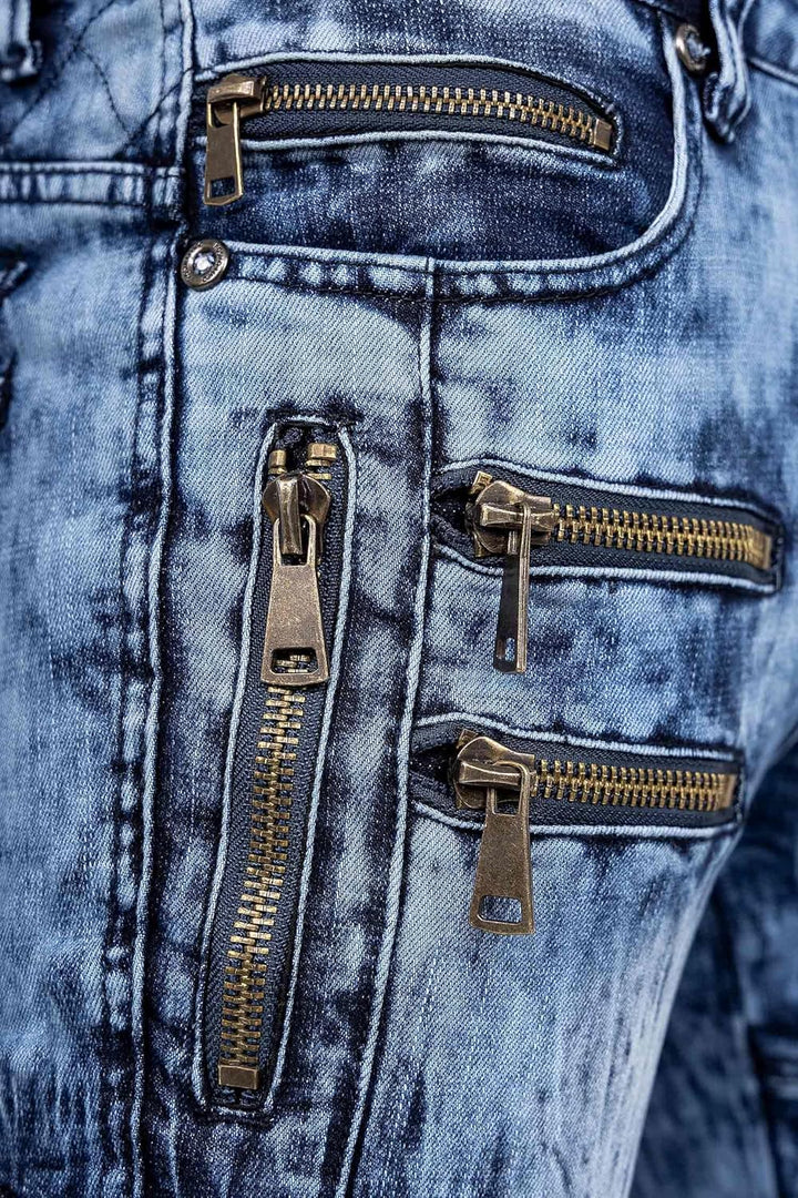 KOSMO LUPO Herren Jeans - Regular-Fit mit Knopfleiste | Optimale Passform, 5-Pocket-Style, Kontrastn