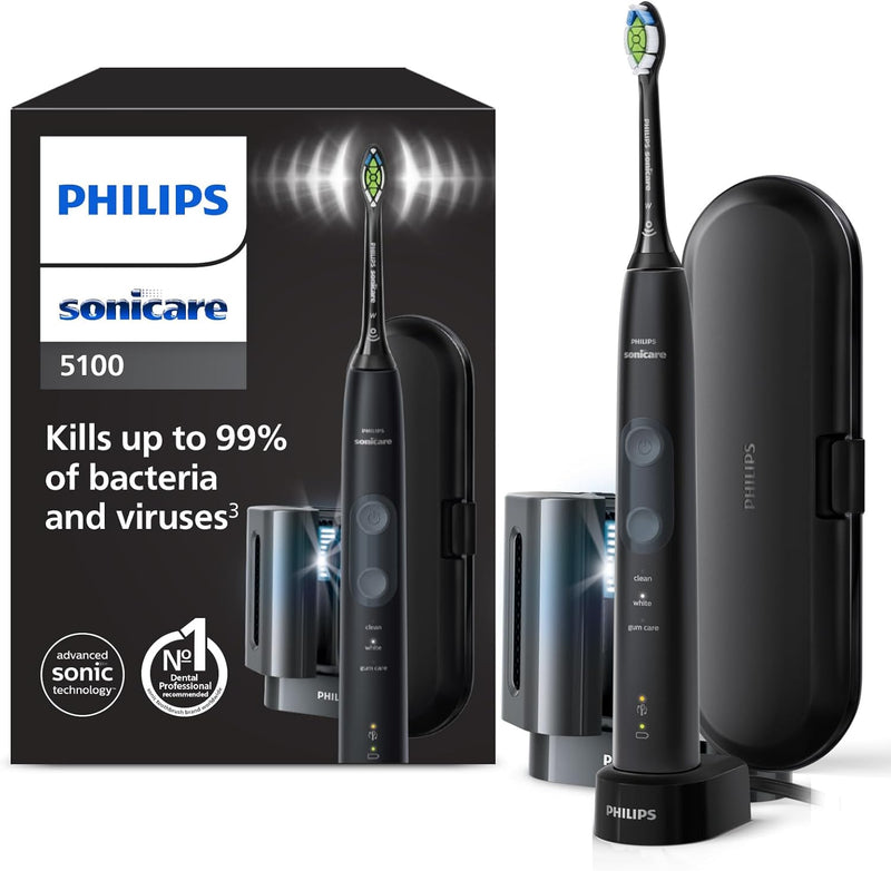 Philips Sonicare ProtectiveClean 5100 elektrische Zahnbürste, Schallzahnbürste mit 3 Putzmodi, Druck