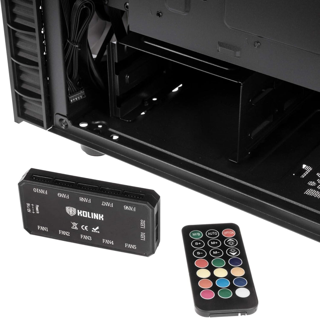 KOLINK Observatory Lite Mesh Midi Tower PC Gehäuse ATX RGB PC-Gehäuse, Gaming PC Case, Tempered Glas