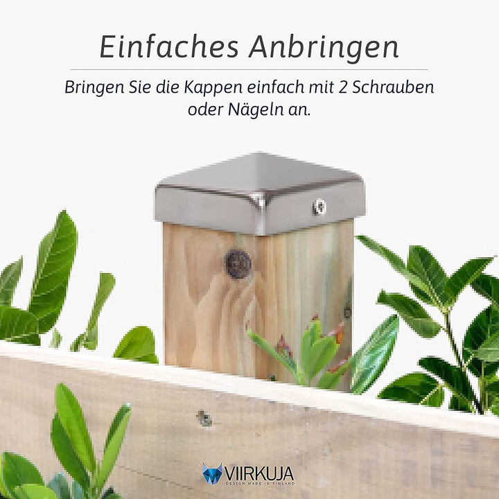 Pfostenkappen 7x7 cm - 10 Stück, 70x70 mm, Edelstahl Zaunpfosten Metall, Pyramidenform - Abdeckkappe