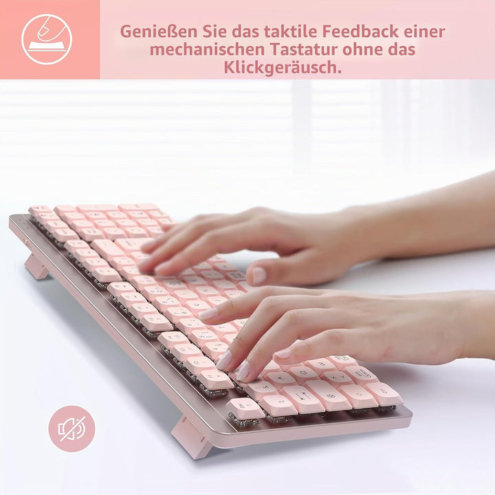 LeadsaiL FA98 Mechanische Tastatur, kabellos, mit Tastatur und Maus mit rotem Schalter, französische