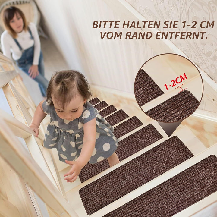 MBIGM 15er Set Stufenmatten 20 cm X 76 cm Treppenteppich Selbstklebend Sicherheit Stufenteppich für