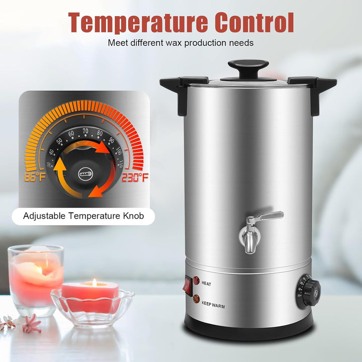 Areao 10L Gross Wachsschmelzer Elektrisch 30-110℃ DIY Kerzenherstellung