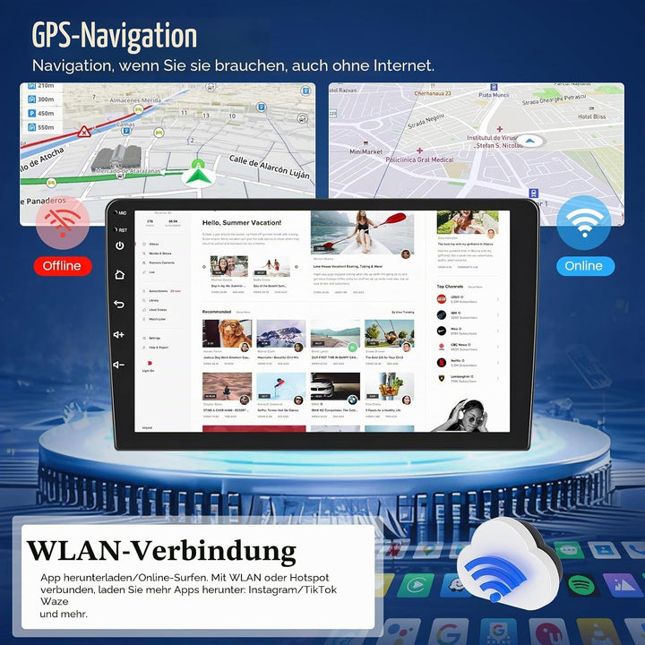 Hikity 2+64G Android Autoradio Wireless Carplay für Toyota Corolla Verso AR10 2004-2009 Bildschirm 9