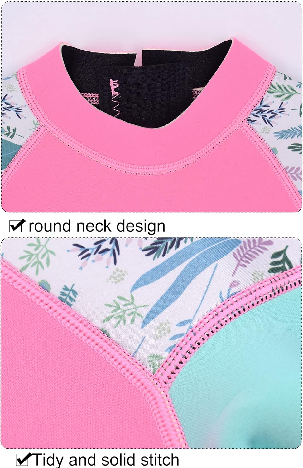 Mädchen 2.5mm Neoprenanzug Kinder Einteiler Tauchanzug Shell Gedruckt Kurzarm Shorty Badeanzug Patch