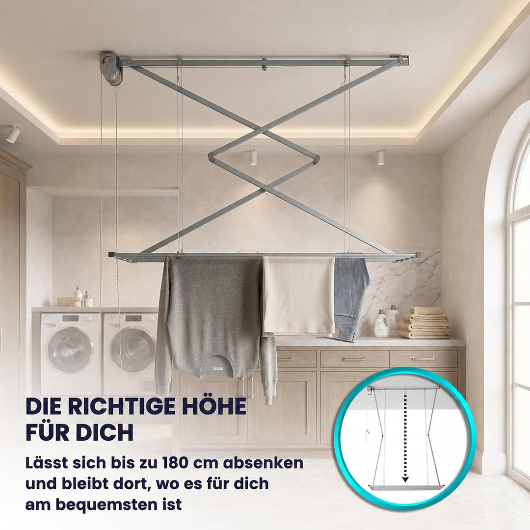 Foxydry Mini, Decke-Wäscheständer, vertikaler Wäscheständer, zusammenklappbar in Aluminium und Stahl