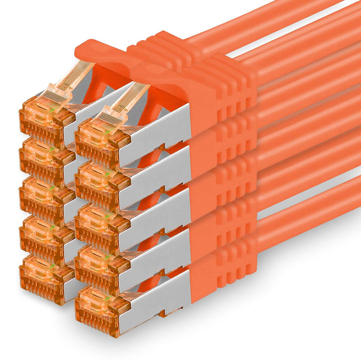 1aTTack.de 5m - Cat.7 Netzwerkkabel Orange - 10 Stück Gigabit Ethernet LAN Kabel 10000 Mbit s Patchk