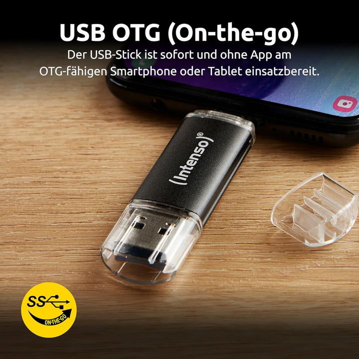 Intenso Twist Line 16 GB, Dual USB-Stick 3.2, USB-C und USB-A, 70MB/s | für OTG-fähige Smartphones &amp;