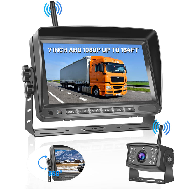 Hikity Kabellos Digital AHD Rückfahrkamera Set mit 7‘’ Split-Screen Monitor IPS Bildschirm & IP66 wa