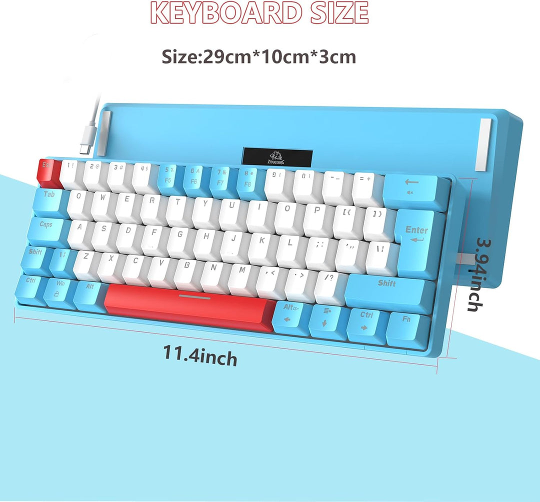 Mini 60% Gaming-Tastatur Kabelgebundene mechanische Keyboard, Kompakte Tragbare 62 Tasten, UK-Layout