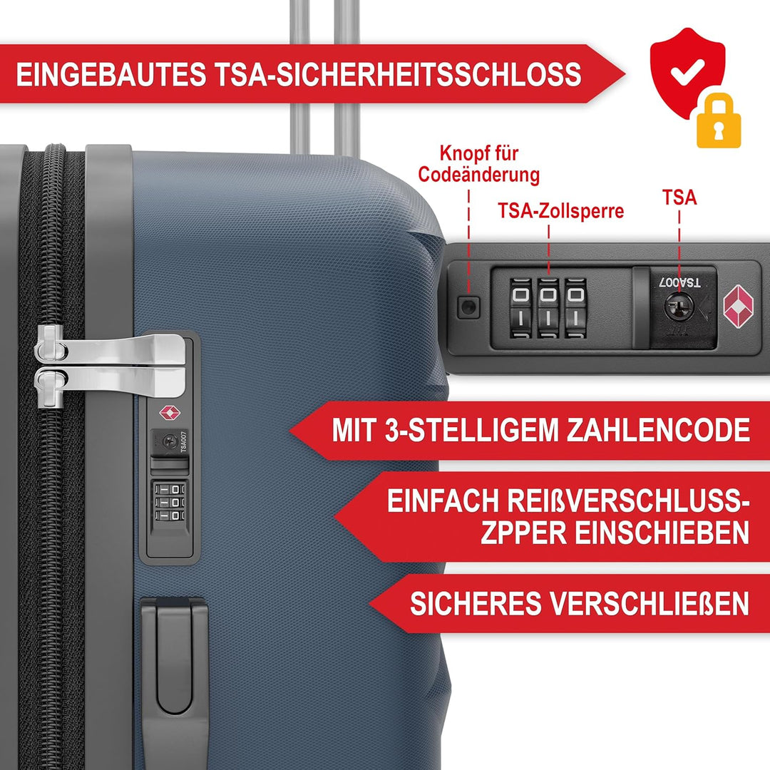 Onbest Premium Kofferset 4-TLG. – Hartschalenkoffer mit TSA-Lock, USB-Anschluss – 1x Kofferwaage, 2X