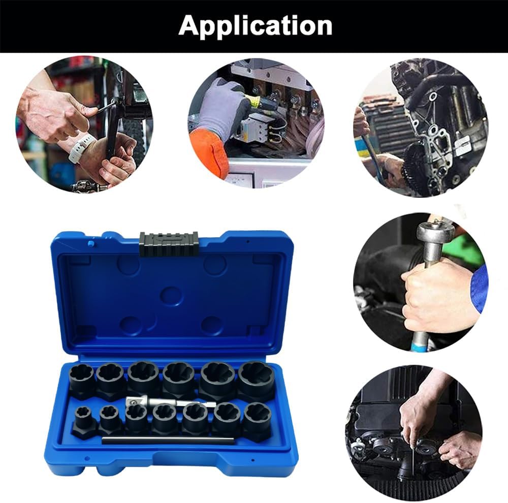 NORTOOLS Schlagschrauber-Steckschlüsselsatz 13 PCS High Bolt Nut Extractor Set Steckschlüssel-Box Ei
