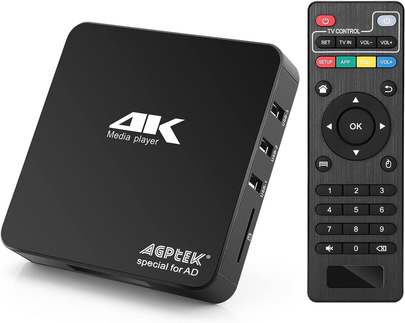 AGPTEK 4K@60hz MP4 Media Player unterstützt 8 TB HDD/256G USB-Laufwerk/SD-Karte mit HDMI/AV-Ausgang