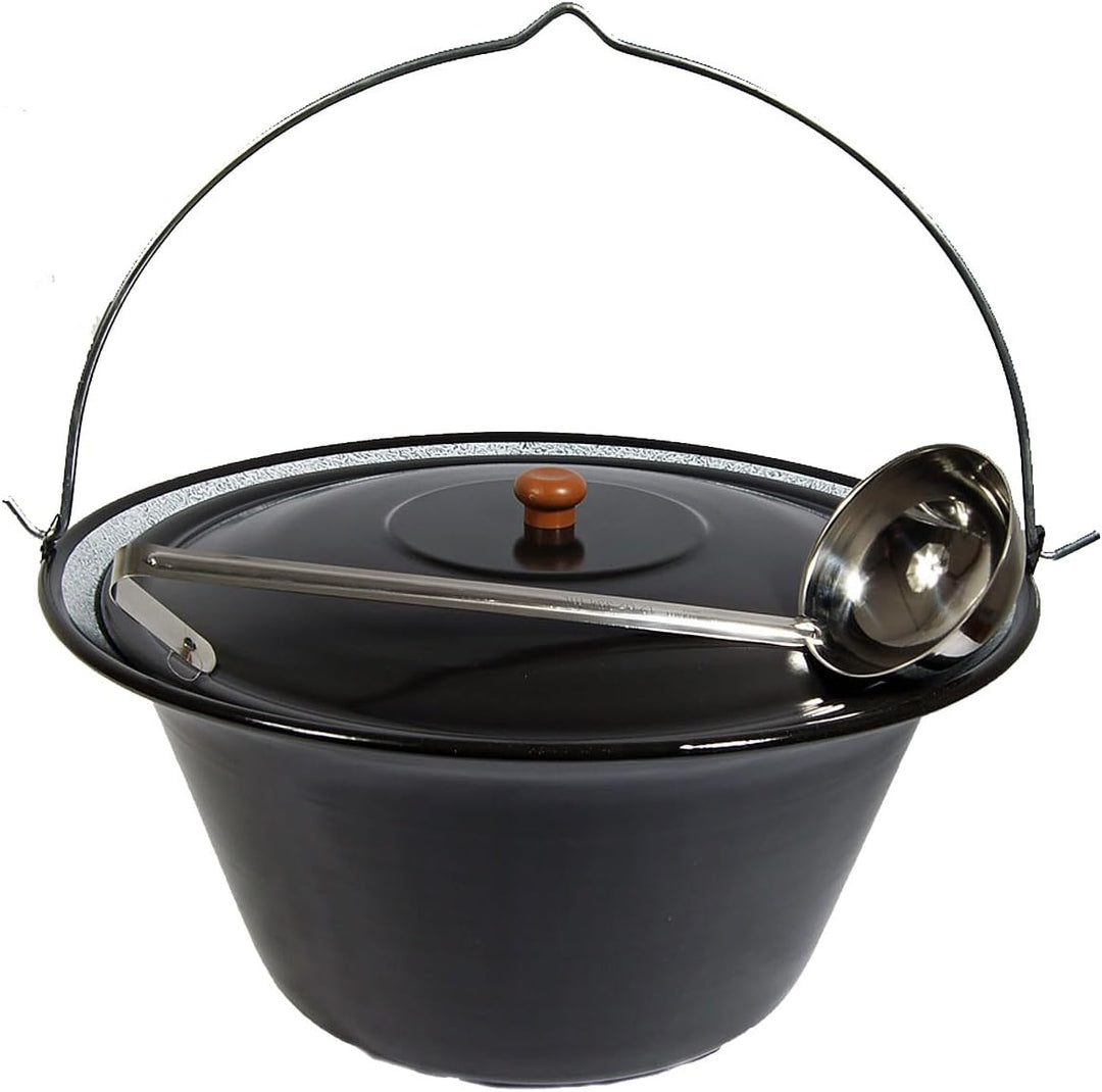 troph-e-shop Set Gulaschkessel Gulaschtopf Emaille 30 Liter + Deckel Gratis Schöpflöffel