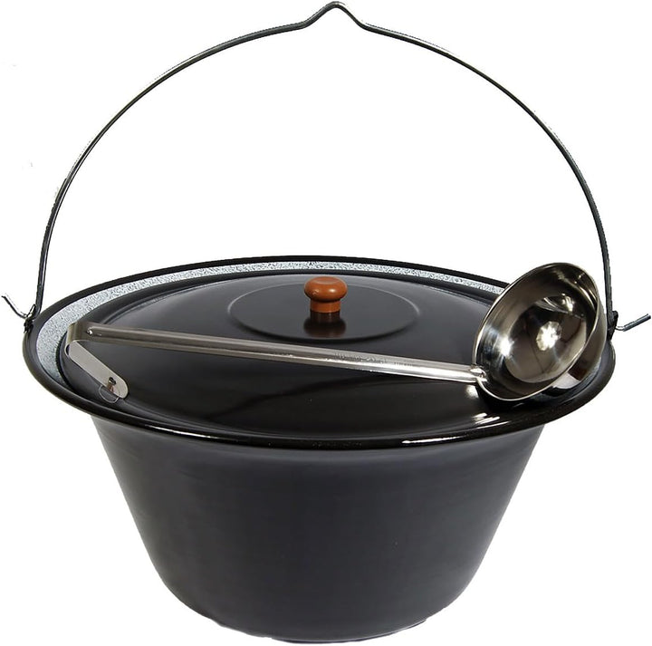 troph-e-shop Set Gulaschkessel Gulaschtopf Emaille 30 Liter + Deckel Gratis Schöpflöffel