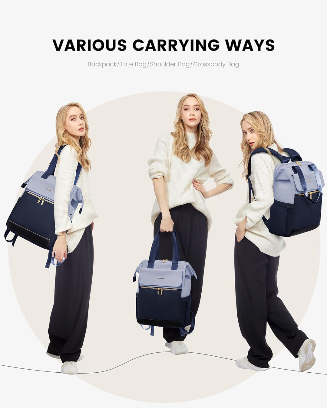 LOVEVOOK Rucksack Blau, Moderner Laptop Schulrucksack, Schultasche Teenager Backpack Women Elegant T