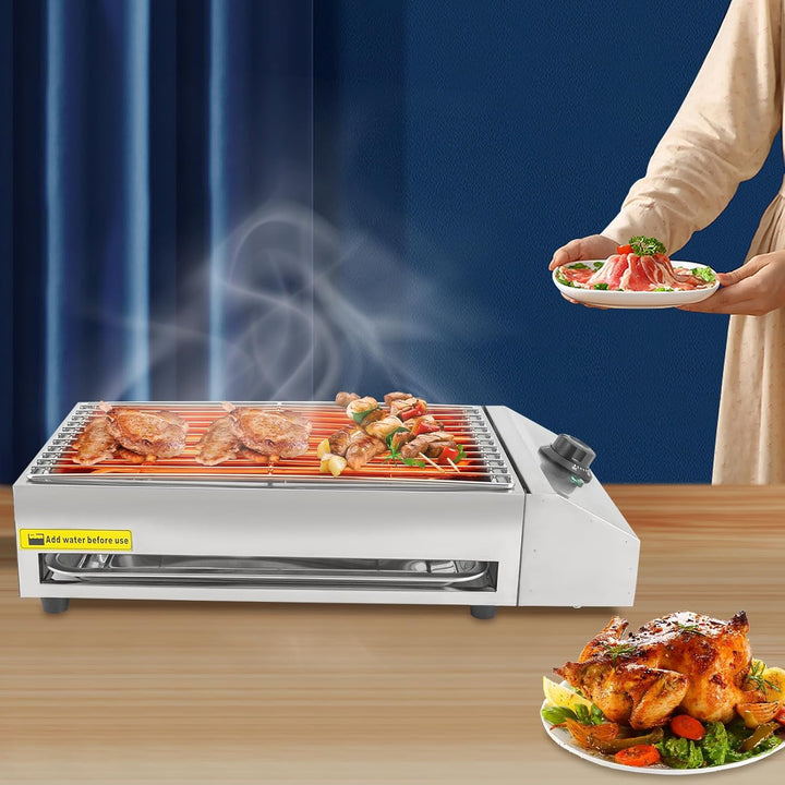 2600W Elektrischer Grillkocher Tischgrill Elektrisch Barbecue Elektrogrill mit Abnehmbares Edelstahl