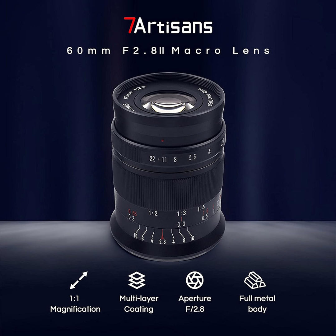 7artisans 60mm F2.8 II APS-C Format Makro-Objektiv, Kompatibel mit Sony E-Mount-Kameras Kameras Sony