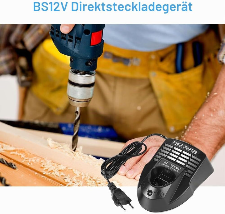 Ladegerät für Bosch 12V, Li-ion Schnellladegerät Kompatibel mit Bosch Professional 10.8V-12V AL1115C