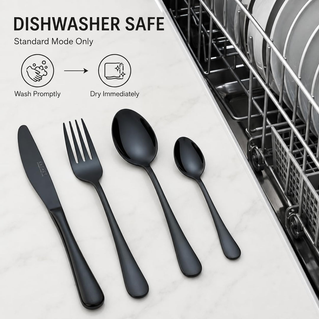 Exzact Premium 18/10 Edelstahl Besteck 16 PCS Set - 4 x Gabeln, 4 x Dinner Messer, 4 x Dinner Esslöf