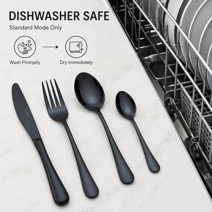 Exzact Premium 18/10 Edelstahl Besteck 16 PCS Set - 4 x Gabeln, 4 x Dinner Messer, 4 x Dinner Esslöf