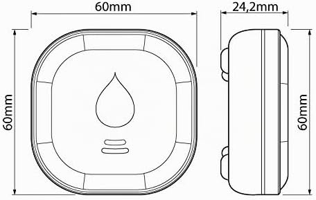 SEBSON Wassermelder Mini GS153, 10 Jahres Langzeit-Batterie, Wasseralarm, Wasserwächter 60x60x24,2mm