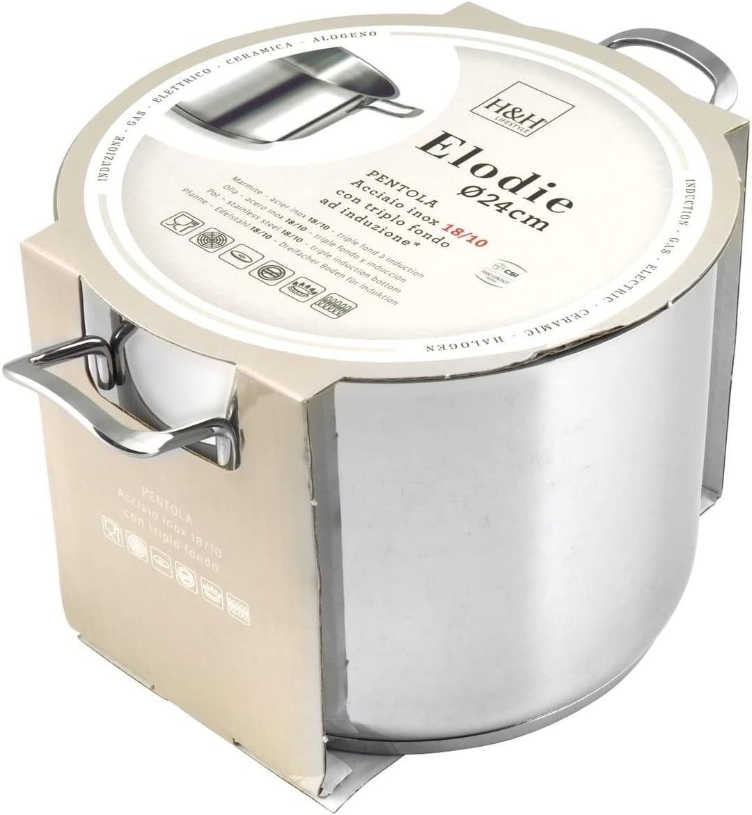 H&h pentola inox elodie fondo induzione cm24