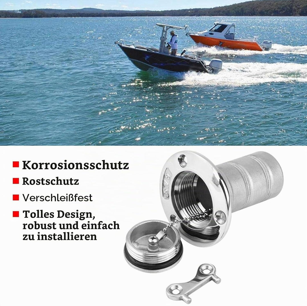 38 mm Tankstutzen für Boote, Tankdeckel Einfüllstutzen aus 316 Edelstahl mit Key Boat Deck Fill Fill