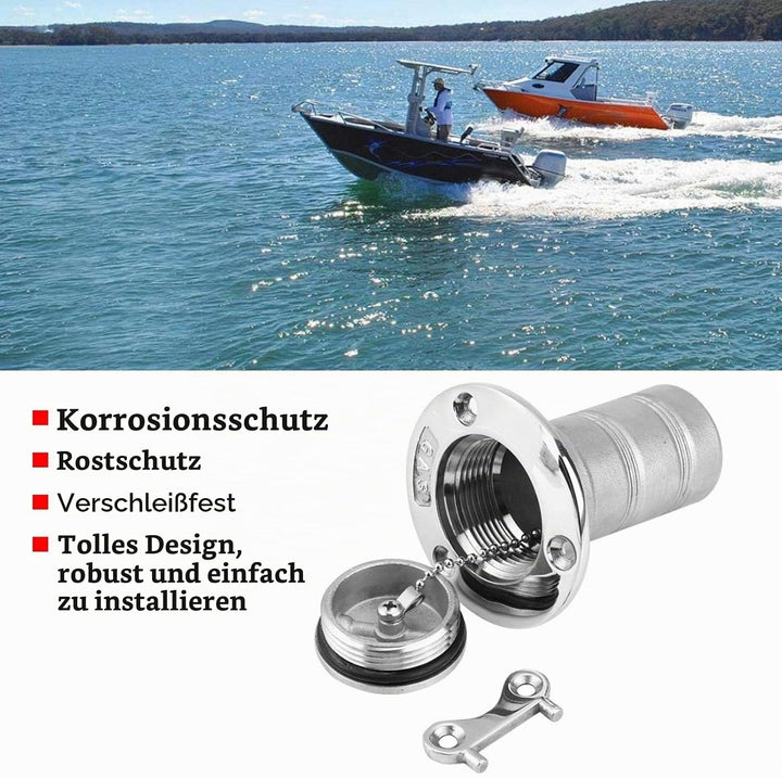 38 mm Tankstutzen für Boote, Tankdeckel Einfüllstutzen aus 316 Edelstahl mit Key Boat Deck Fill Fill