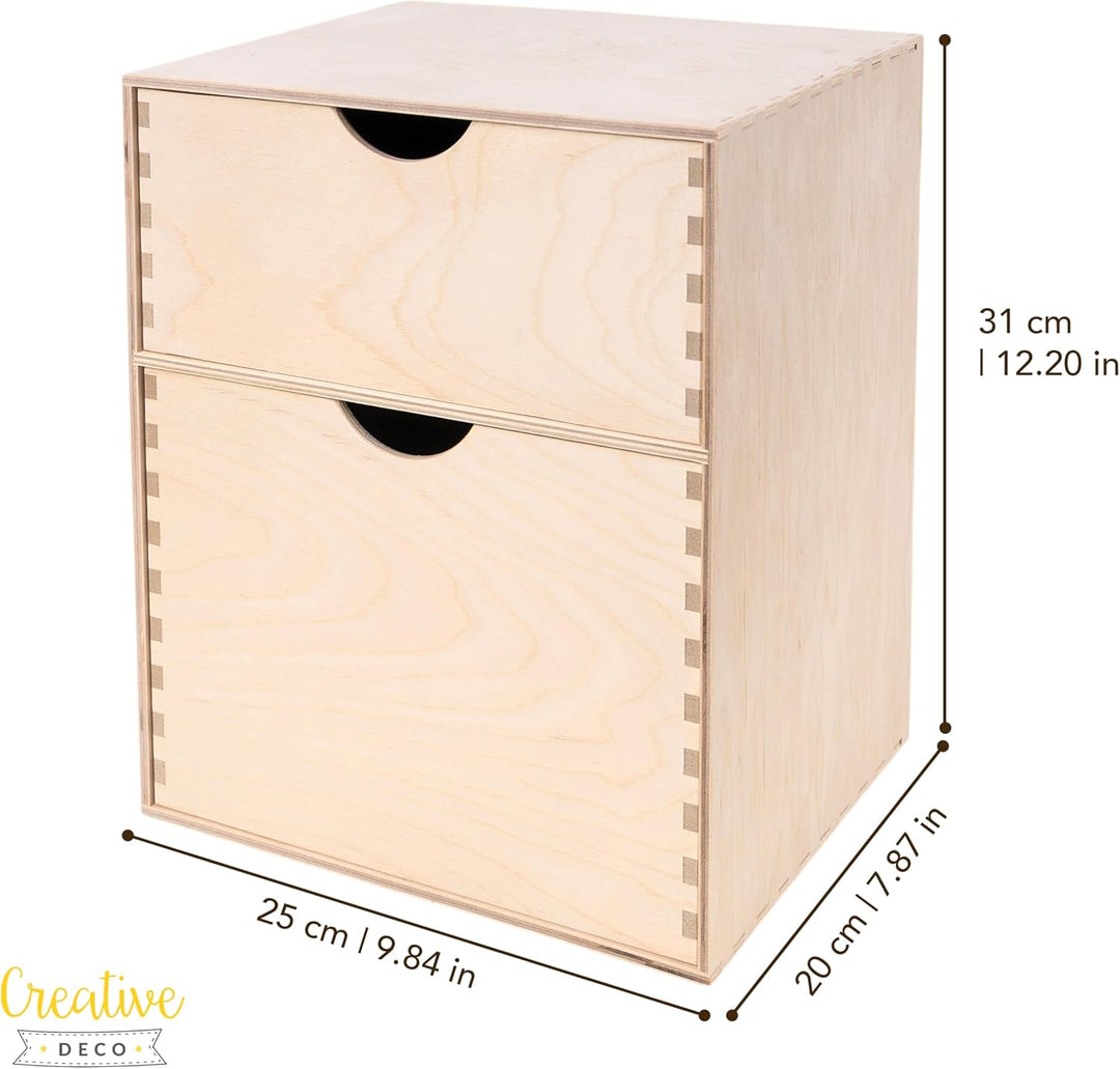 Creative Deco Schubladenbox Schubladenelement | 2 Schubladen | 25 x 20 x 31 cm (+/- 1 cm) | Mini-Kom