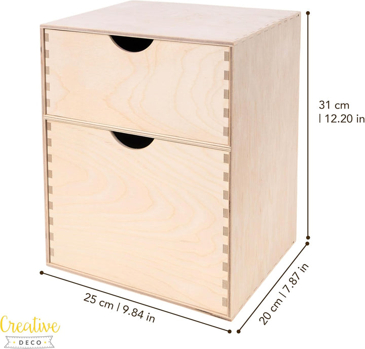 Creative Deco Schubladenbox Schubladenelement | 2 Schubladen | 25 x 20 x 31 cm (+/- 1 cm) | Mini-Kom