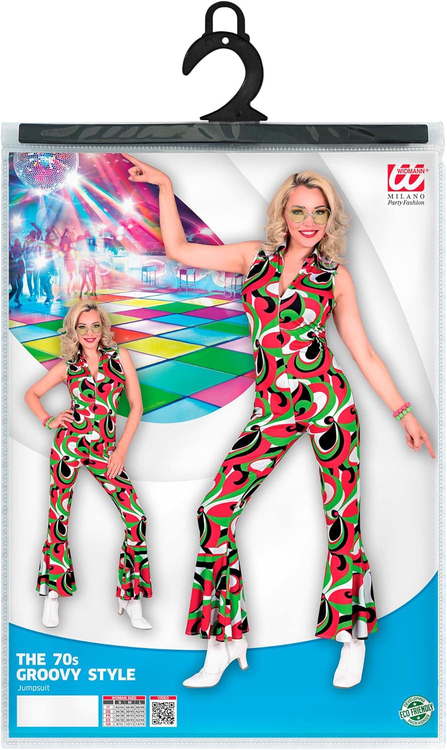 W WIDMANN MILANO Party Fashion - Kostüm 70er Jahre Overall, Disco Fever, Dancing Queen, Faschingskos