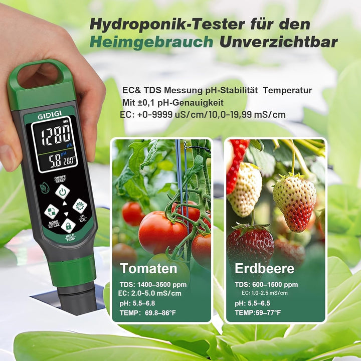 pH Messgerät für Hydrokulturen, pH Messgerät für Pool, TDS EC Messgerät mit Farbdisplay, pH Wert Was