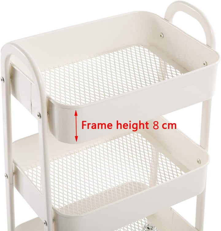DOEWORKS Aufbewahrungswagen 3-Etagen Metall Utility Cart Rollwagen Organizer Wagen mit Rädern für Kü